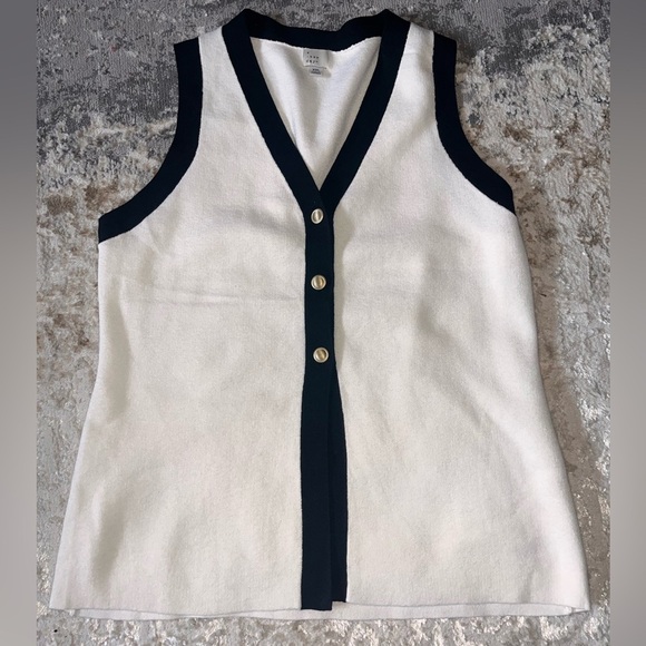 a new day Sweaters - a new day button down Sweater vest cream and Black womens xxl